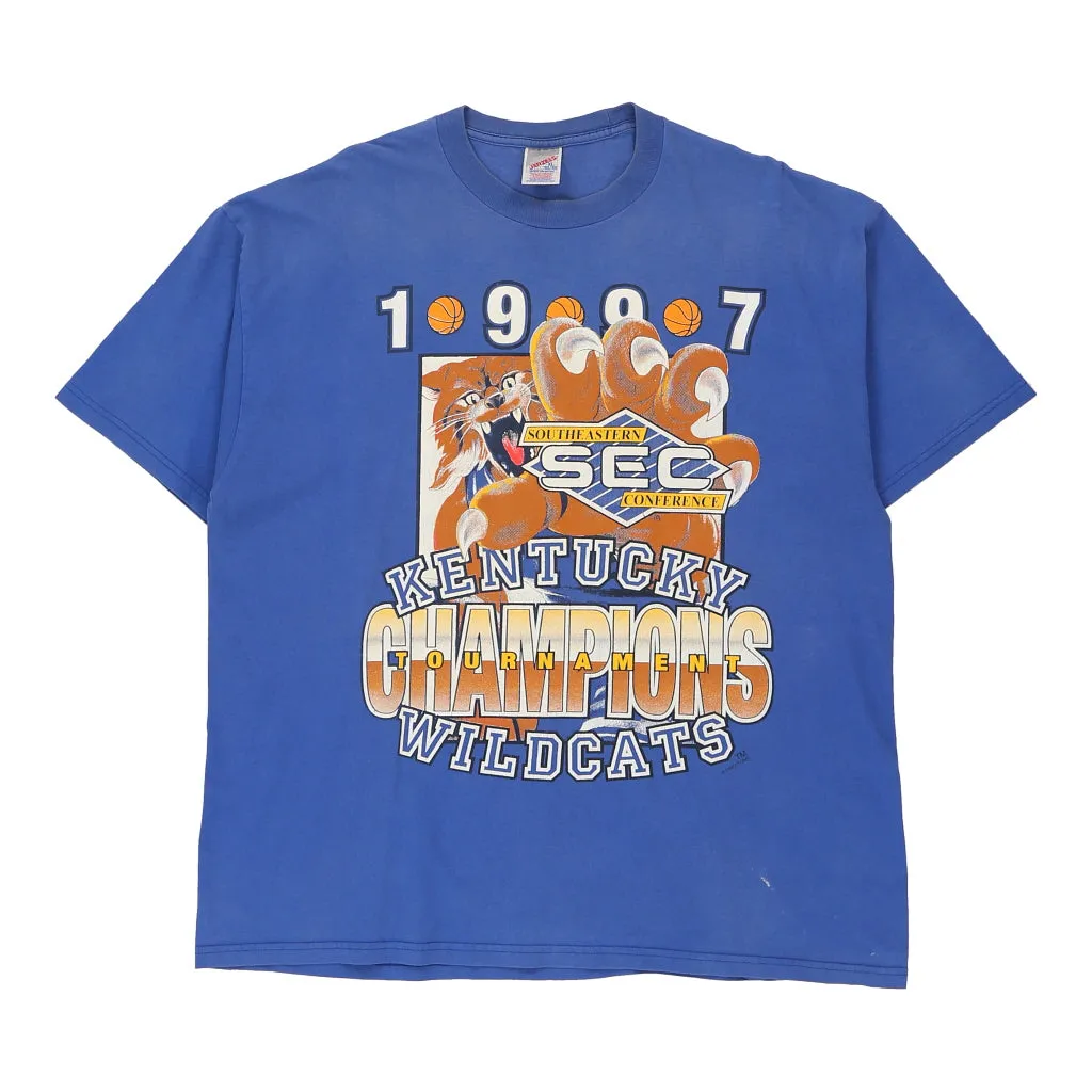 1997 Kentucky Wildcats Jerzees NCAA T-Shirt - XL Blue Cotton