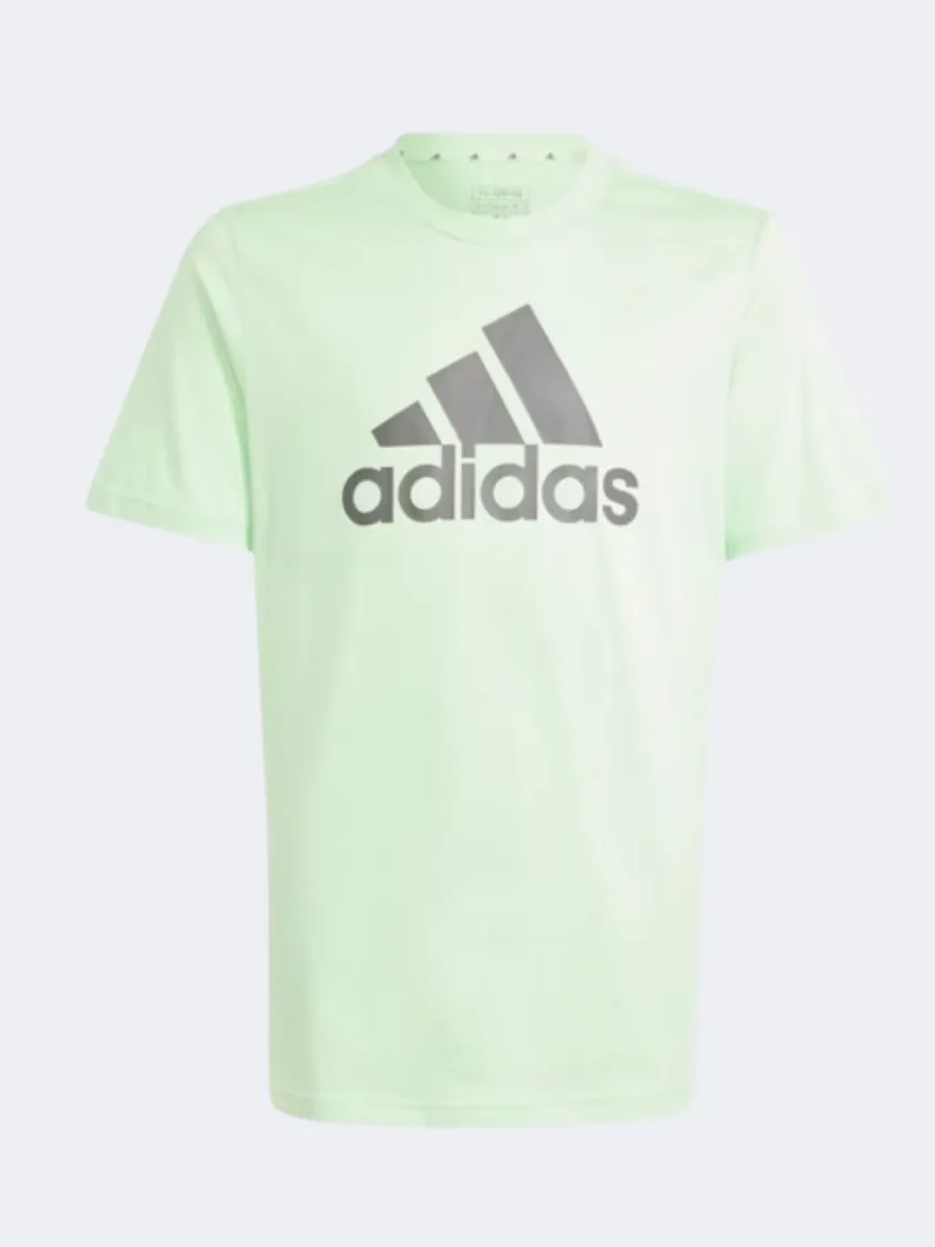 Adidas Essentials Big Logo Kids Boys Sportswear T-Shirt Green Spark/Charcoal