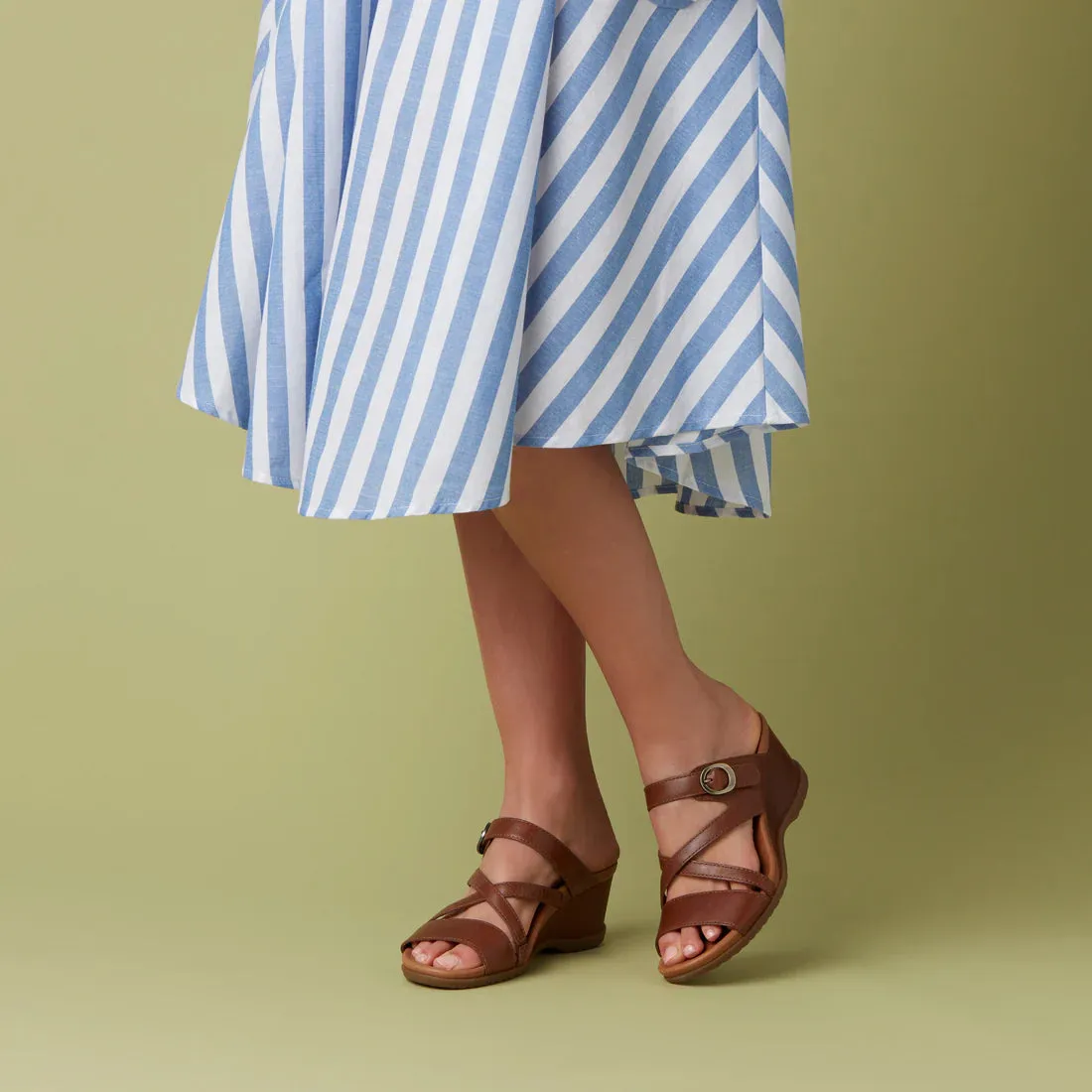  Ana Strappy Slide Wedge in Tan  