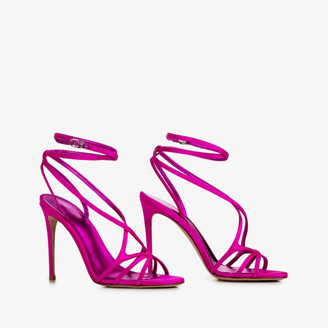 BELEN SANDAL 105 mm Bouganville fuchsia satin sandal