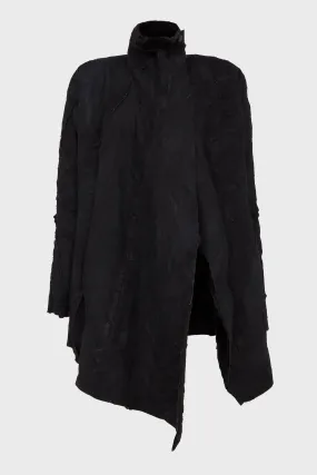 BLACK DISTORTION MINK FUR WRAP JACKET