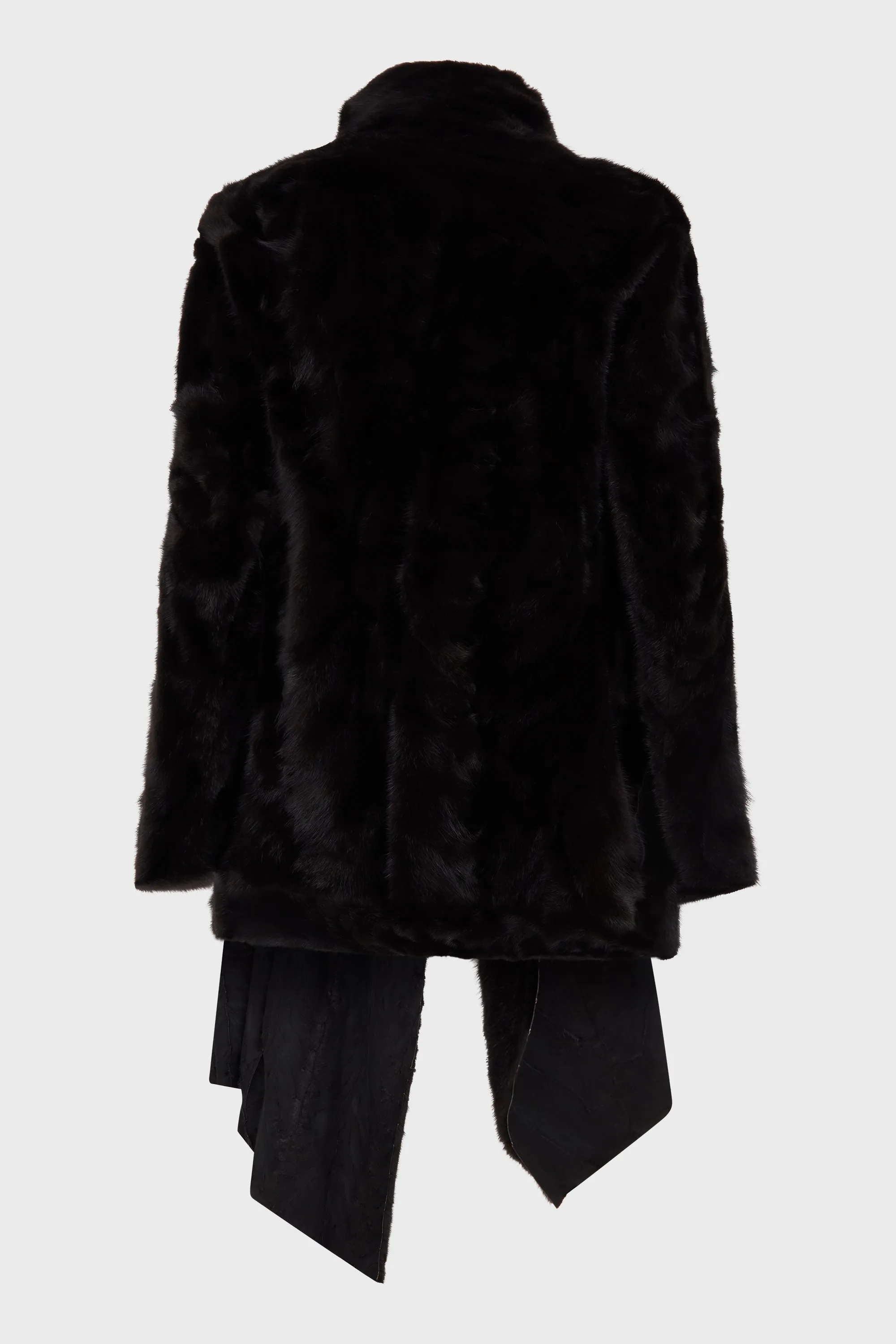 BLACK DISTORTION MINK FUR WRAP JACKET