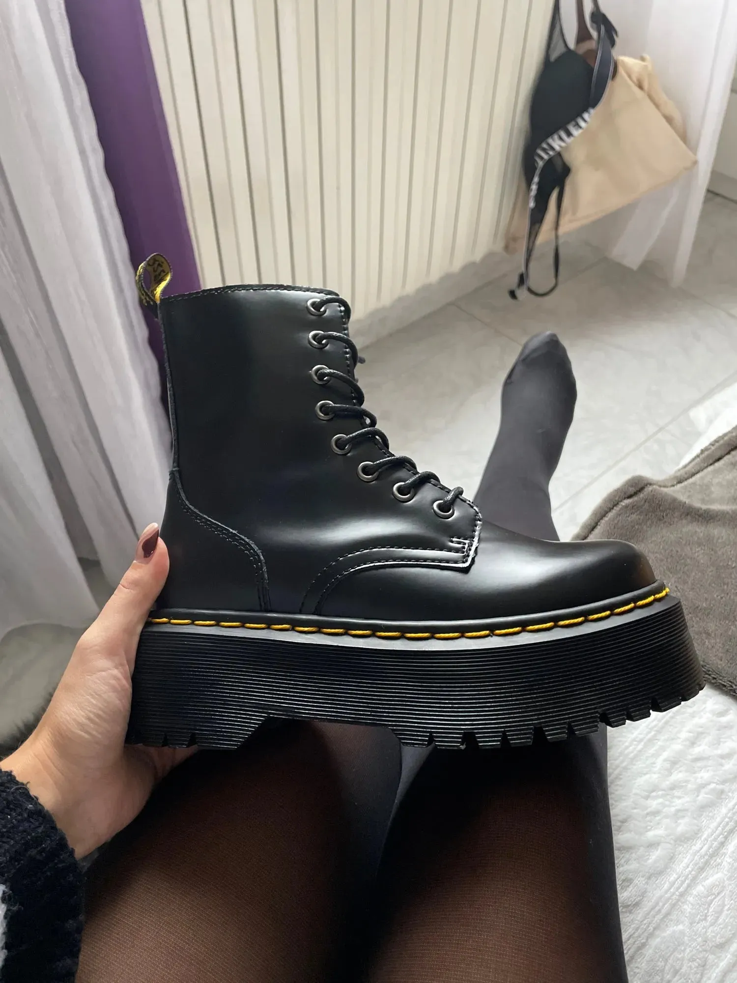 Black Lace Up Boots Platform