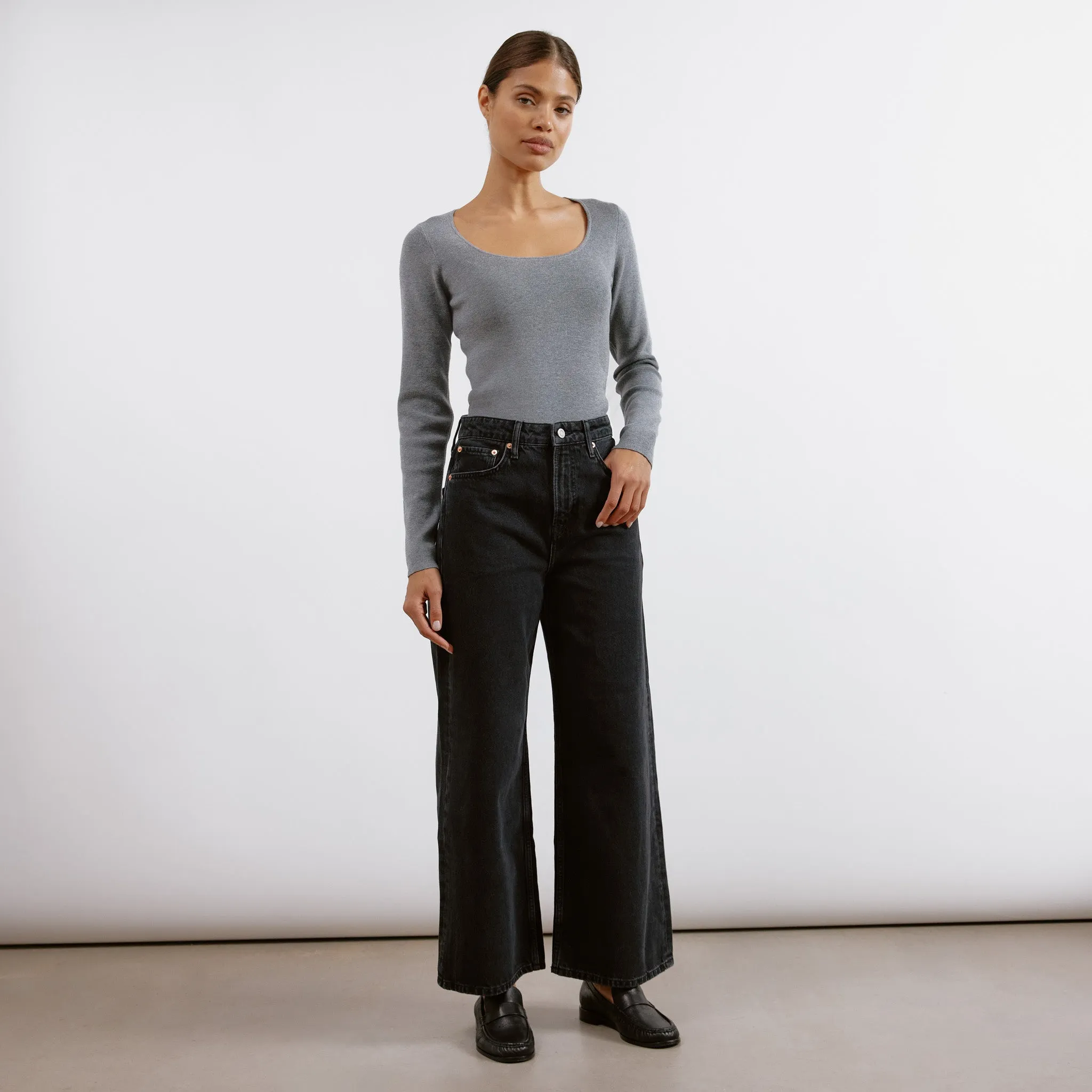Black Wide Leg Crop Jeans