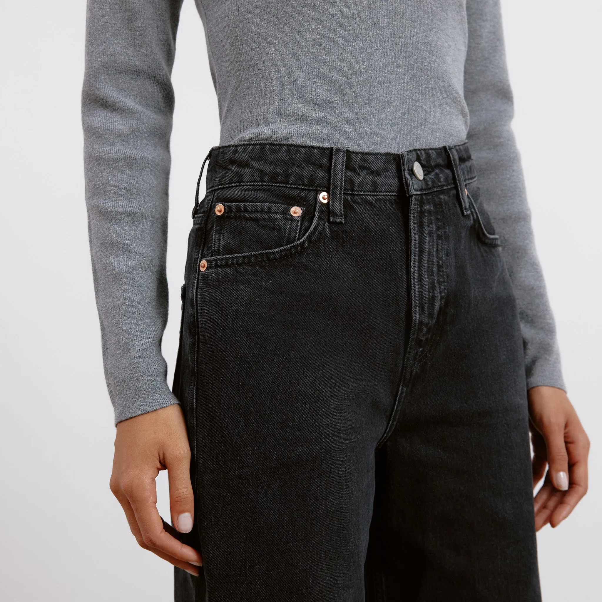 Black Wide Leg Crop Jeans
