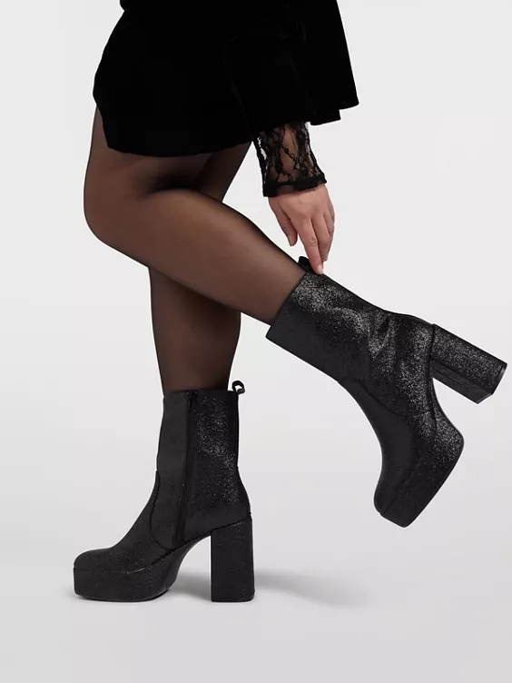 Catwalk  Black Glitter Platform Boot