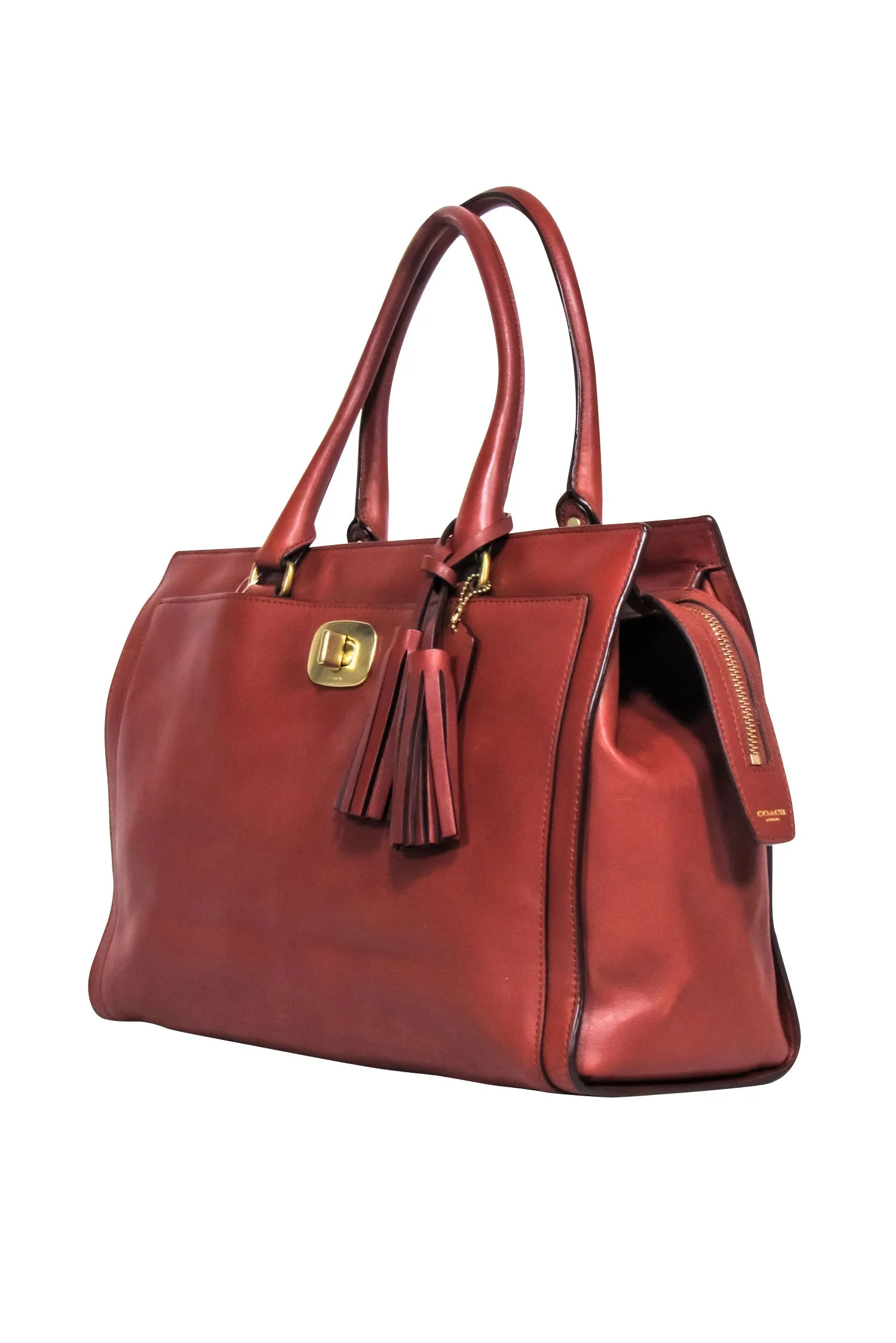 Coach - Cognac Leather Tote Bag