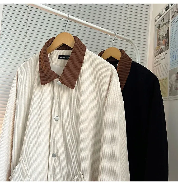 Color Blending Corduroy Lapel Jacket