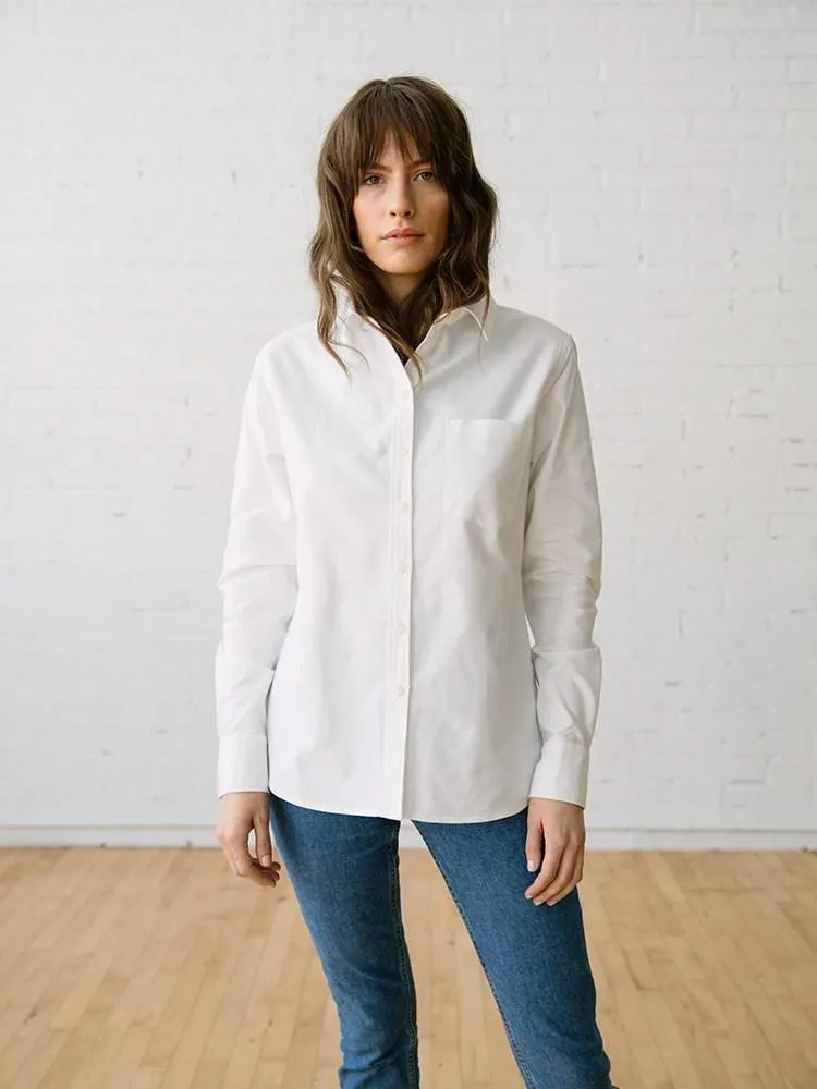 Elms Button Up, White Oxford