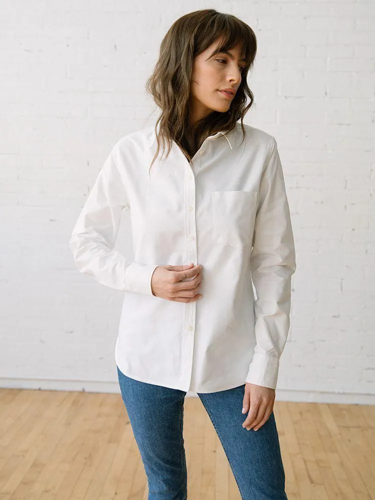 Elms Button Up, White Oxford