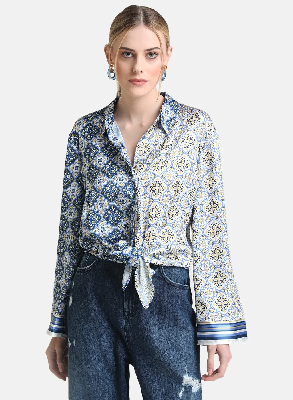 Half & Half Printed Shirt