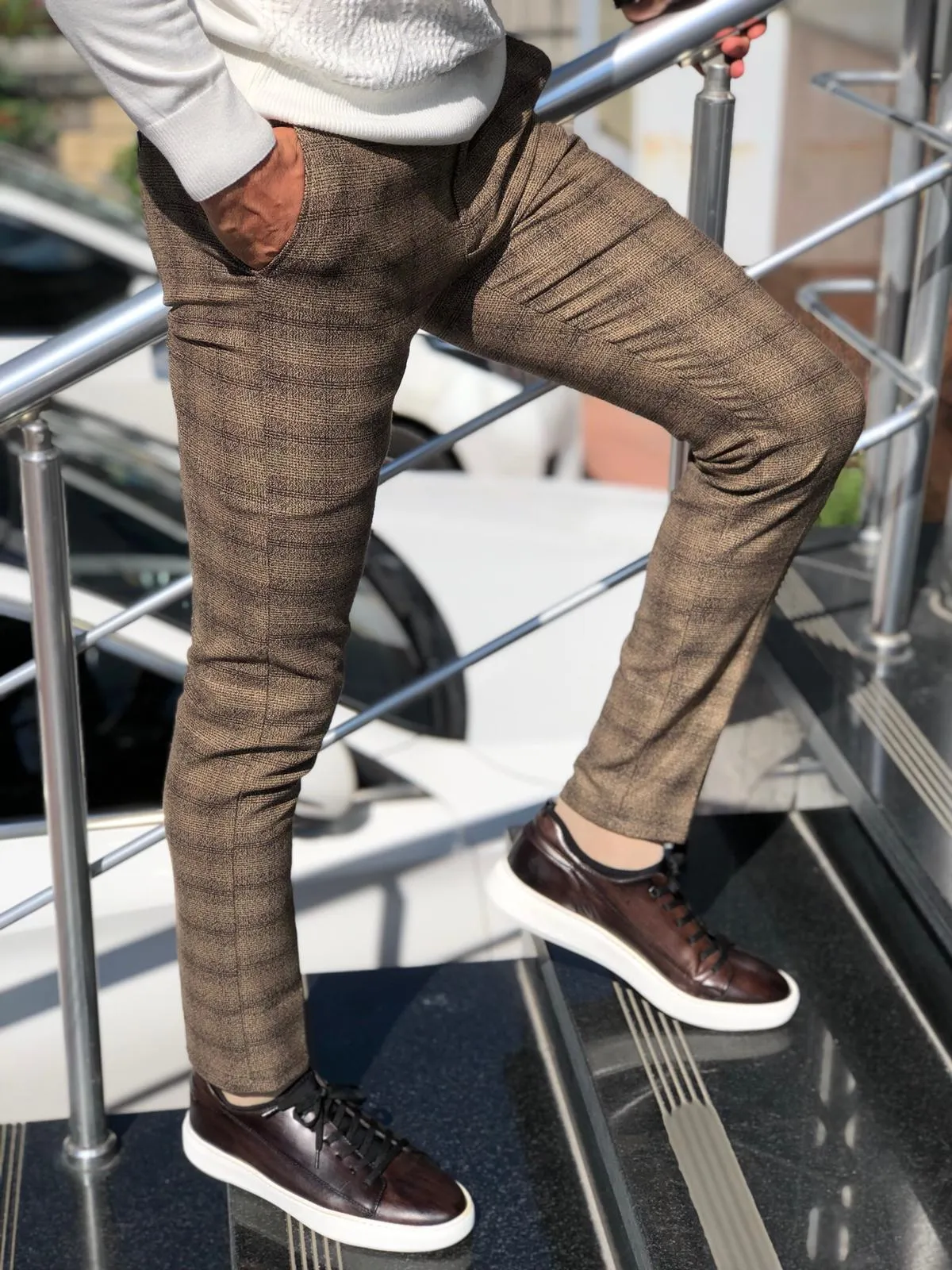 Malacan Slim-fit Pants Brown