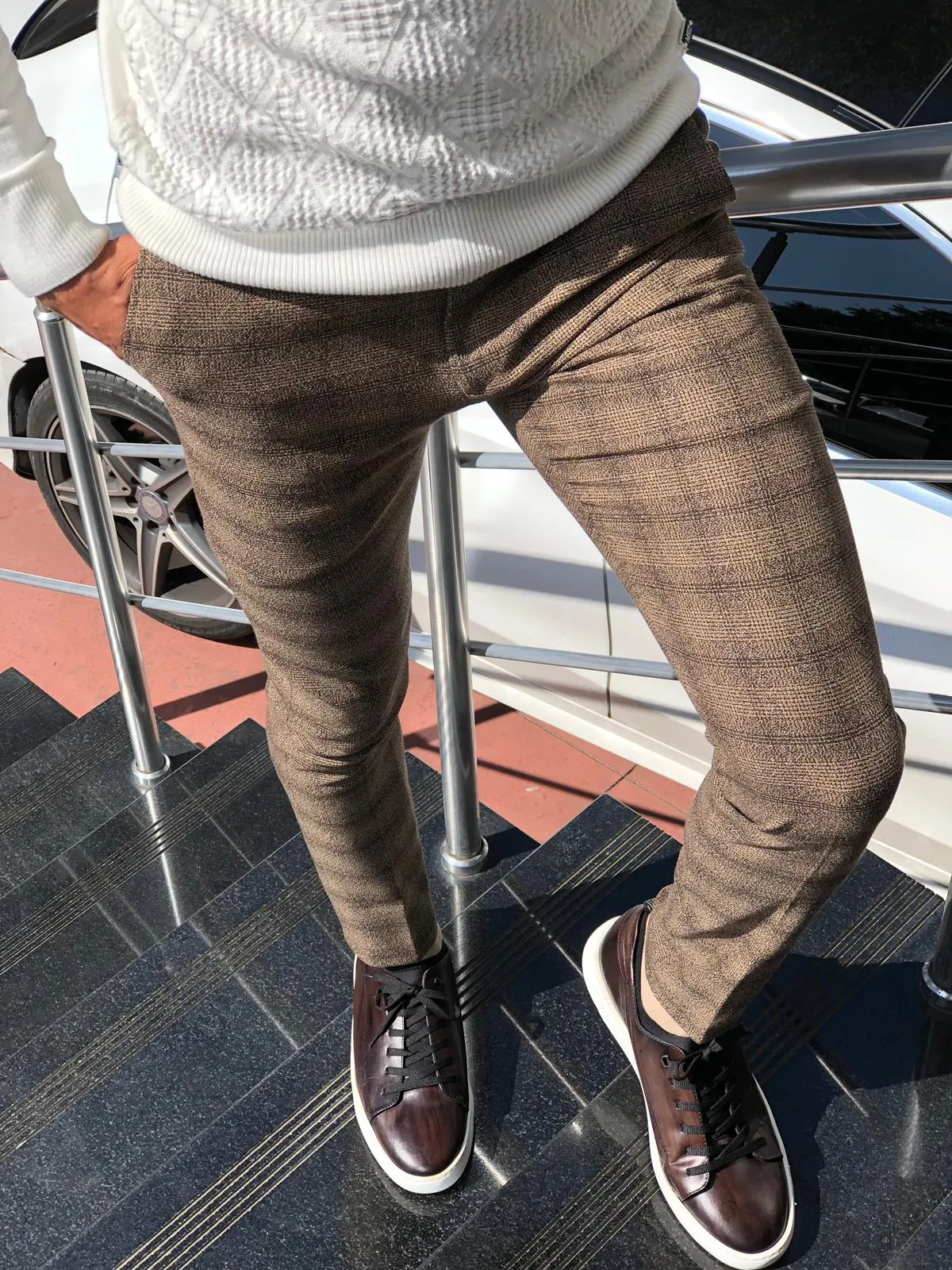 Malacan Slim-fit Pants Brown
