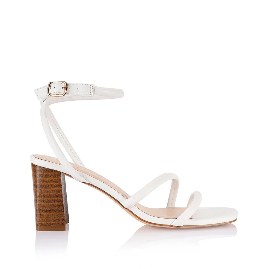 Nadia Block Heel Sandals - White