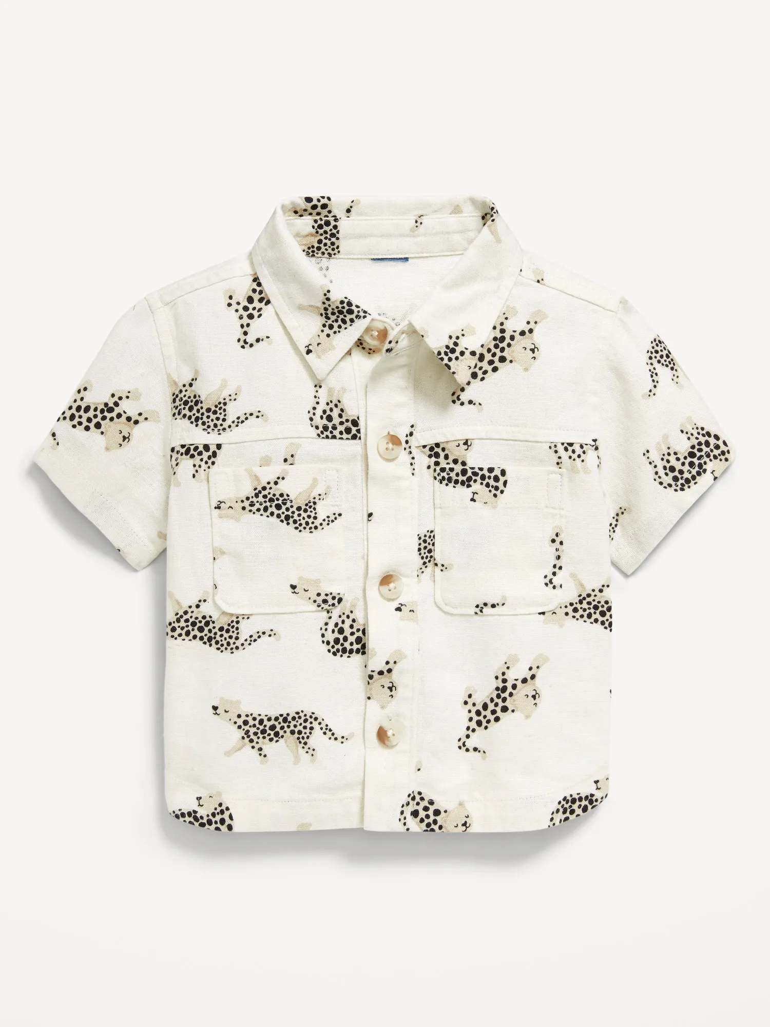 Old Navy Printed Short-Sleeve Linen-Blend Utility Pocket Shirt for Baby