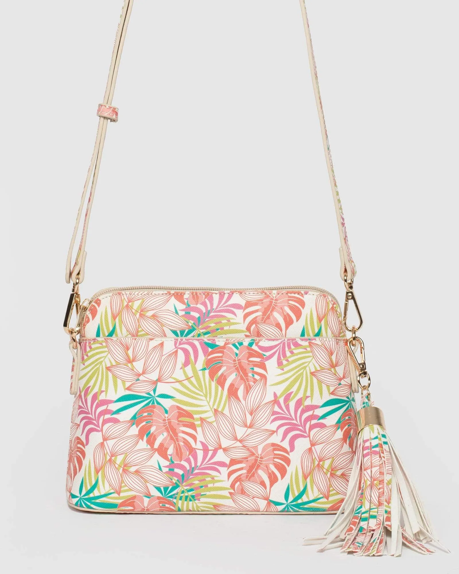 Print Webbing Strap Crossbody Bag