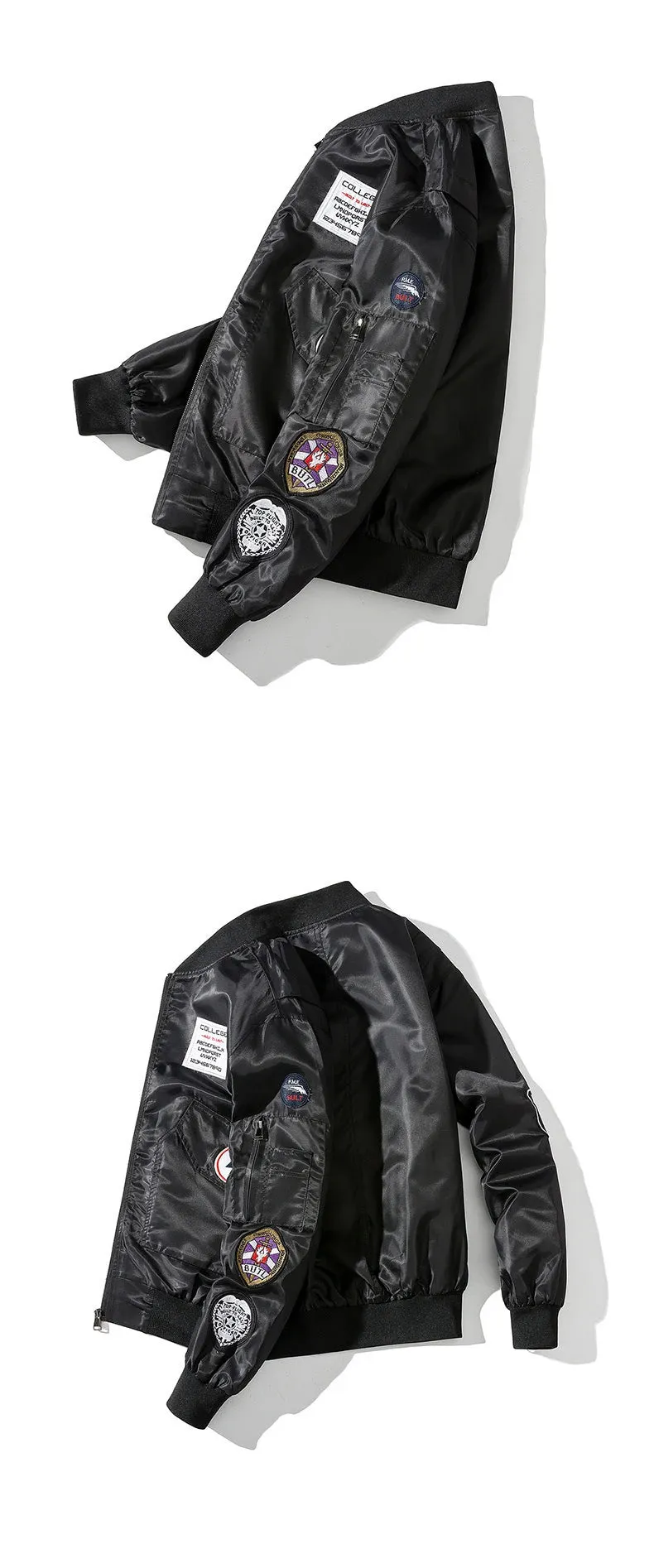 Retro Letter Embroidered Elastic Waist Jacket