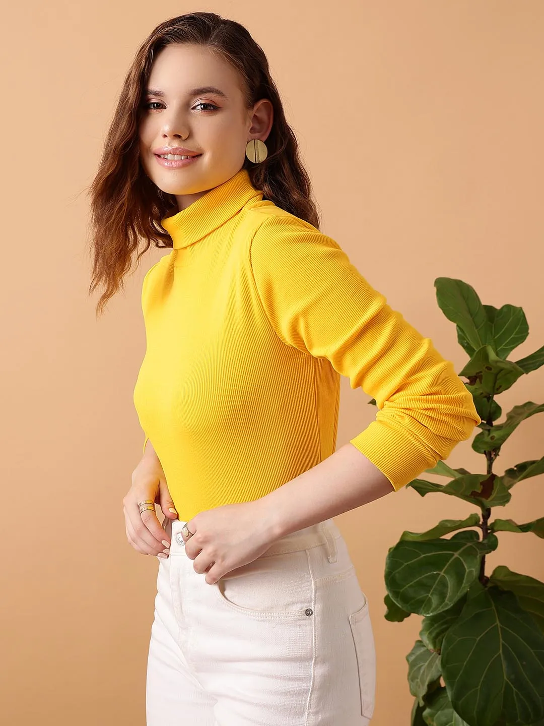 Rib High Neck Top