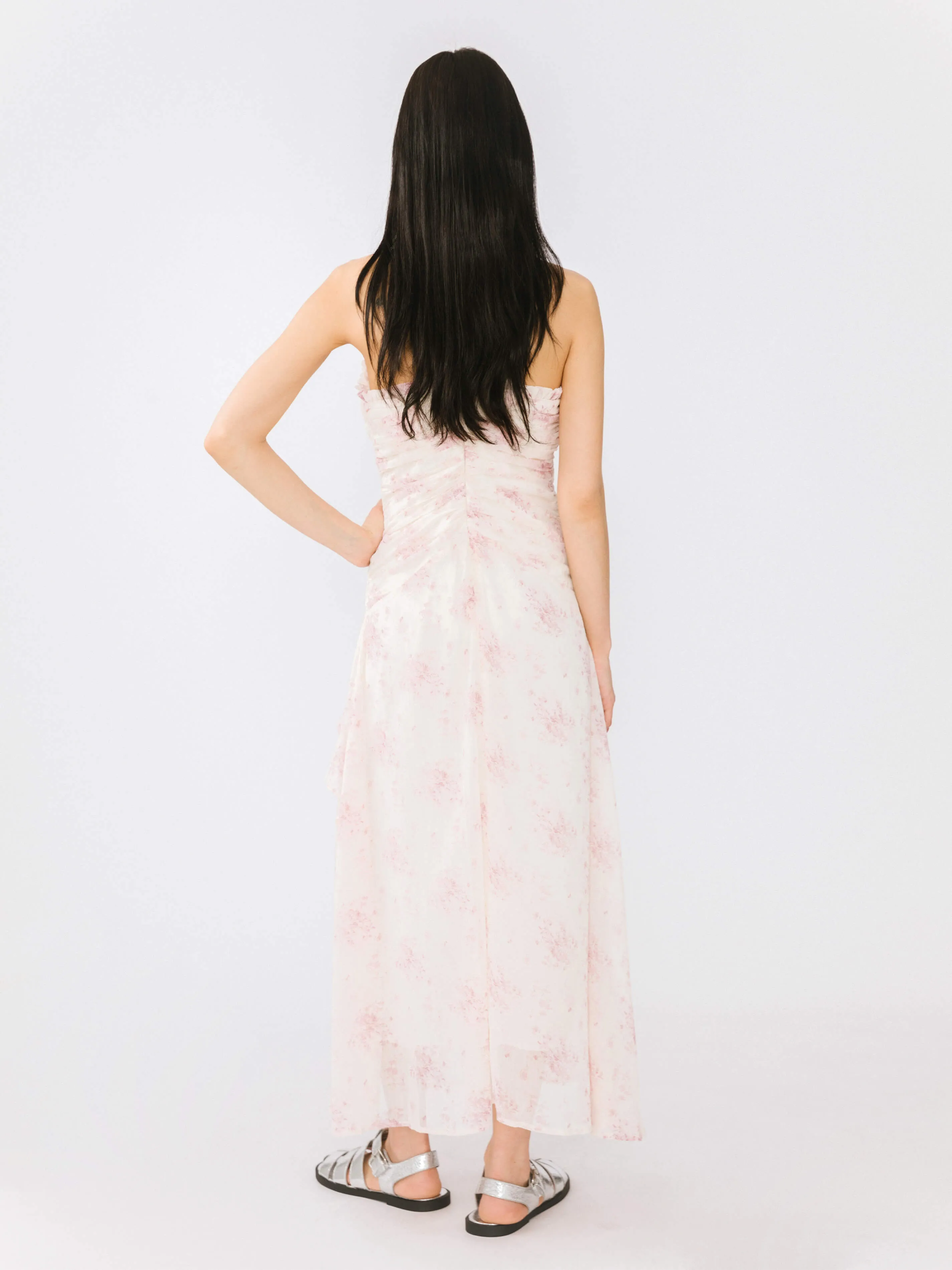 Ruffled V-neck Floral Sling Dress