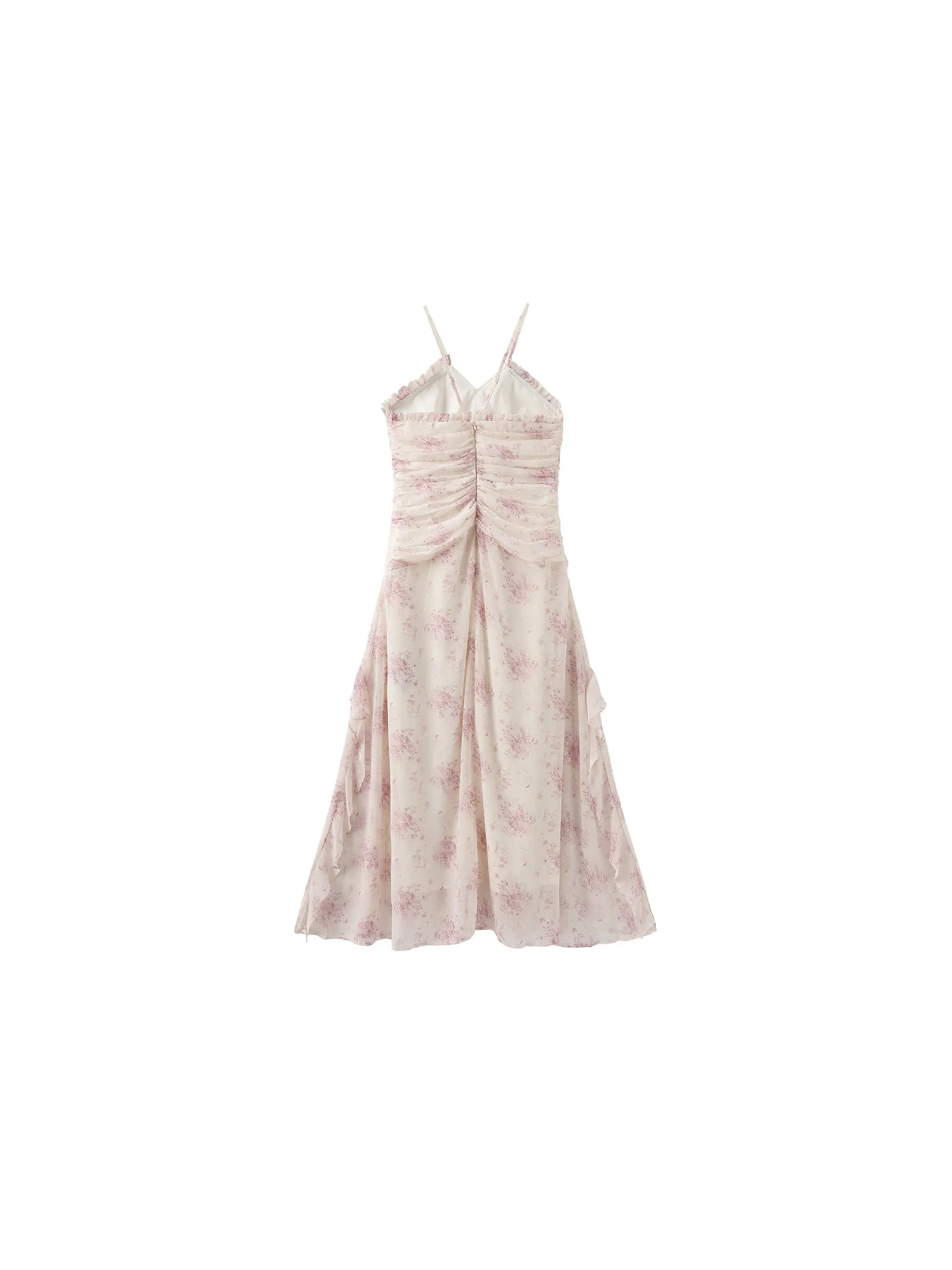 Ruffled V-neck Floral Sling Dress