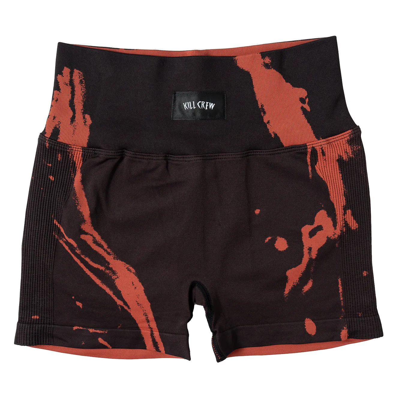 SEAMLESS SPLATTER BIKER SHORTS - BLACK / RED