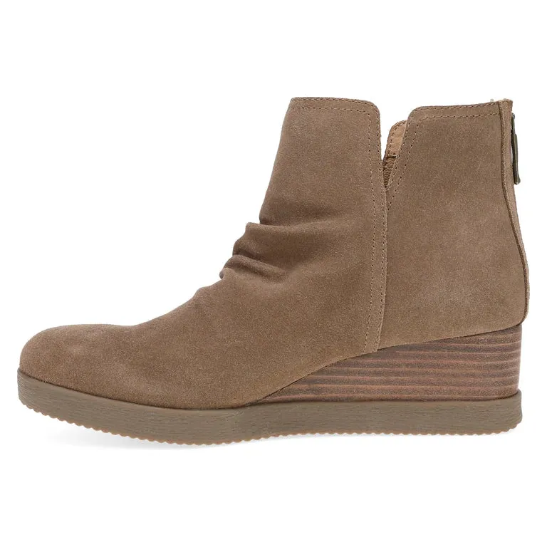  Stephanie Ruched Suede Wedge Boot in Morel  