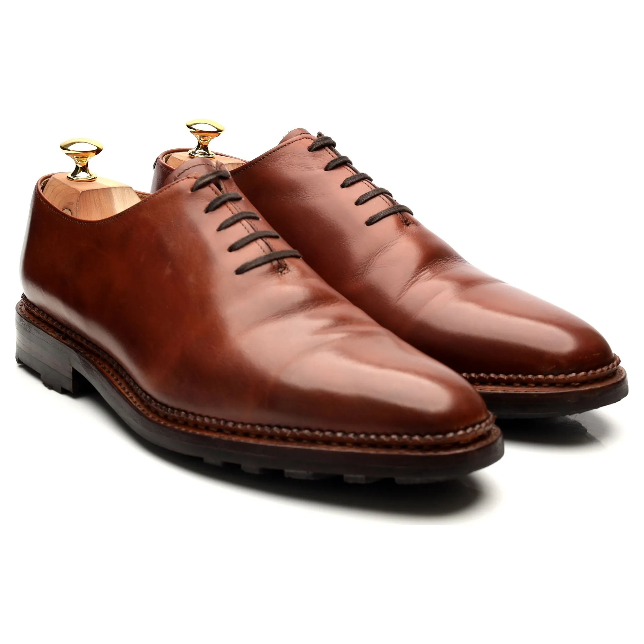 Tan Brown Leather Wholecut Oxford UK 10.5