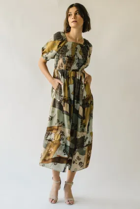 The Wesson Floral Patchwork Midi Dress in Multi