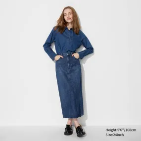 UNIQLO DENIM PANEL LONG SKIRT