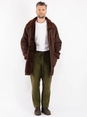 Vintage 90's Men Sheepskin Coat in Brown