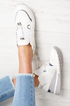 White Toggle Fasten Wedge Trainers - Kami